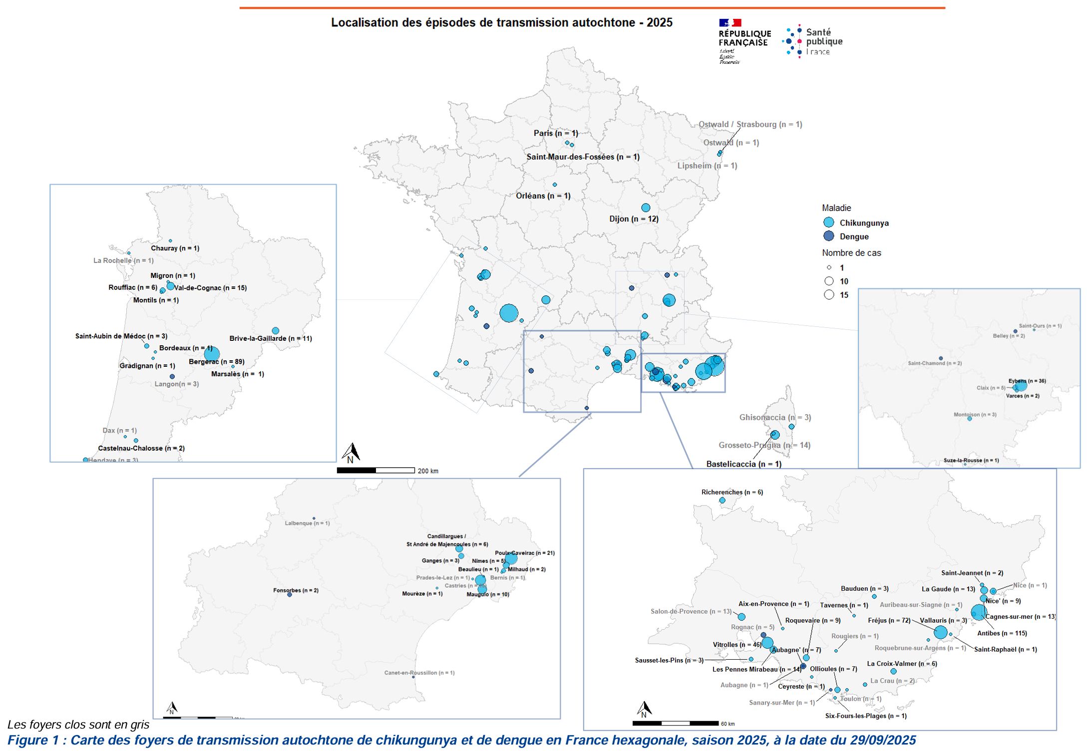 Cas de chikungunya en France métropolitaine depuis le 1er mai 2025