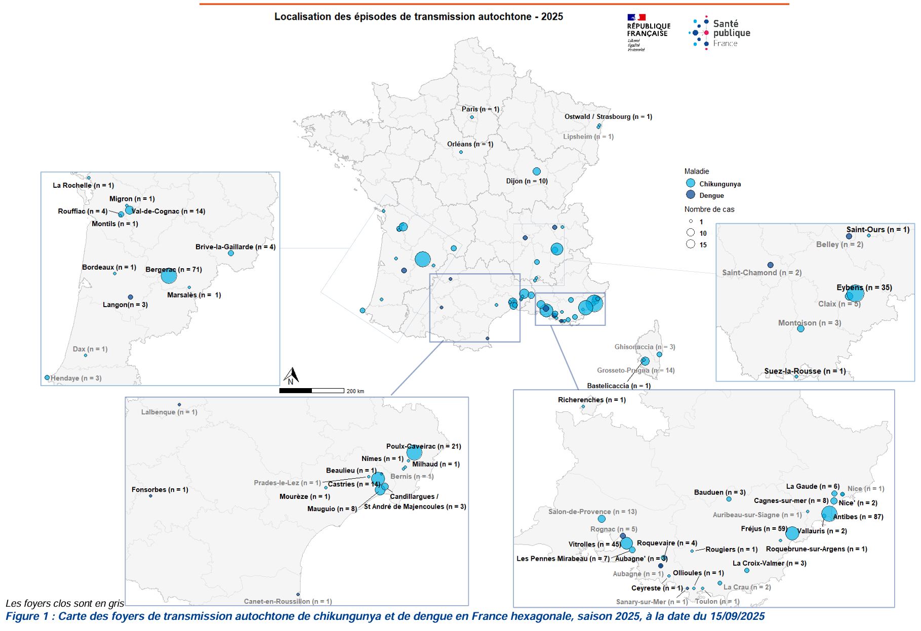 Cas de chikungunya en France métropolitaine depuis le 1er mai 2025