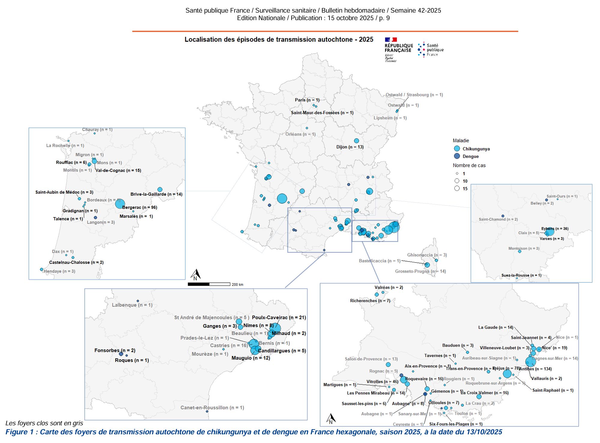 Cas de chikungunya en France métropolitaine depuis le 1er mai 2025