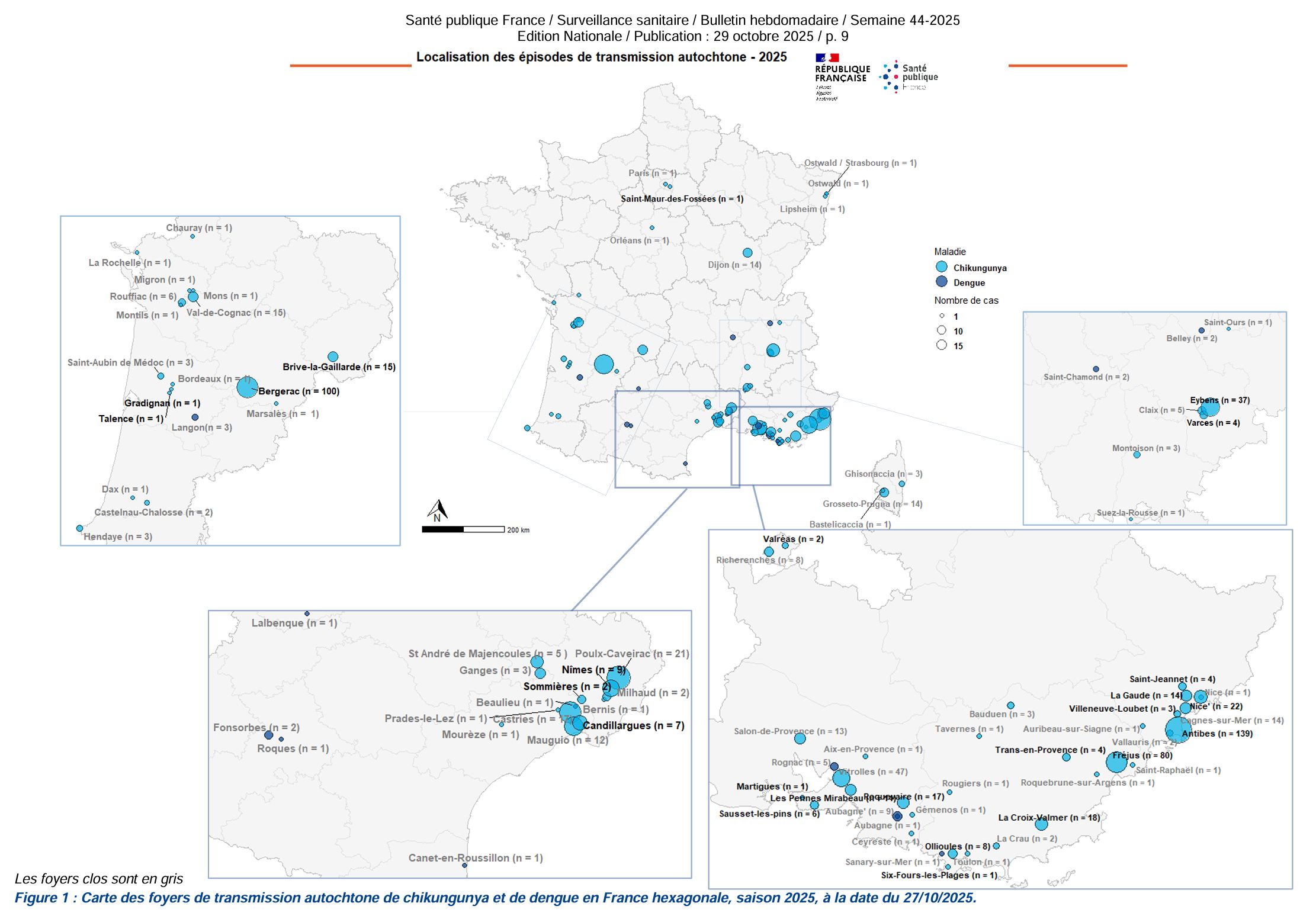 Cas de chikungunya en France métropolitaine depuis le 1er mai 2025